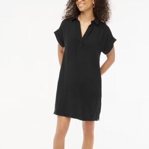 NWT J. Crew Factory Black Short Sleeve Gauze Popover Dress‎ Mini Size 3X Casual